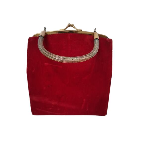 Vintage 1940's Lin Bren Womens Velvet Old Money Elegant Pull up Handle Purse - Picture 8 of 12